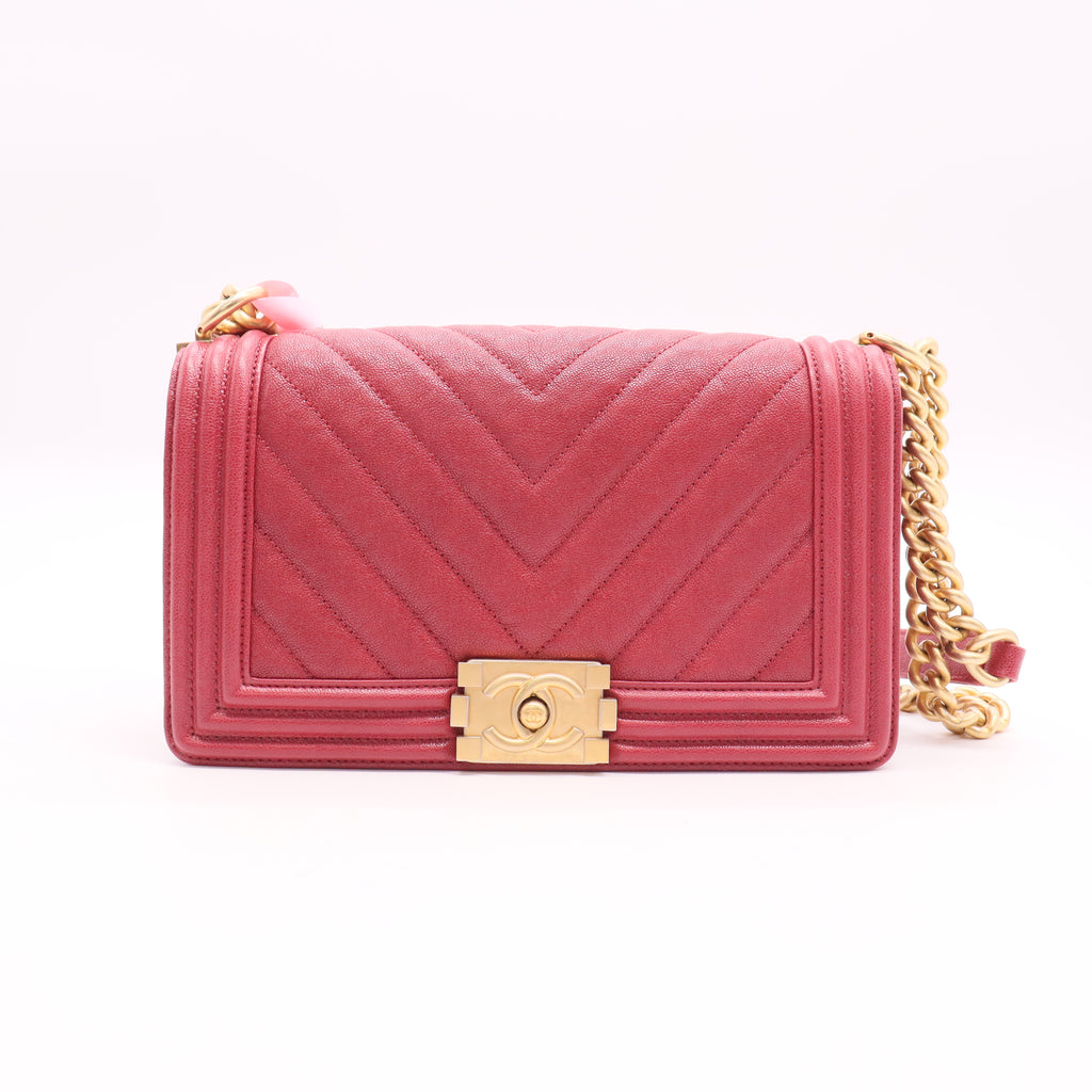 2019 Boy Flap Bag Chevron Caviar Old Medium Twins