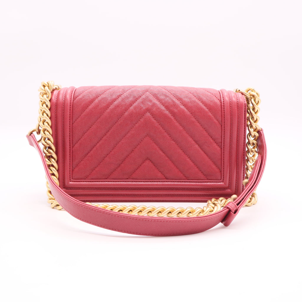 2019 Boy Flap Bag Chevron Caviar Old Medium Twins