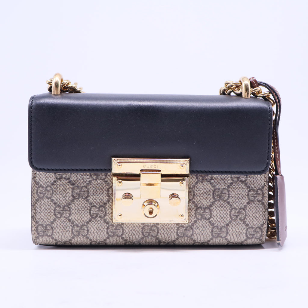 Padlock Shoulder Bag GG Coated Canvas and Leather Small B20474