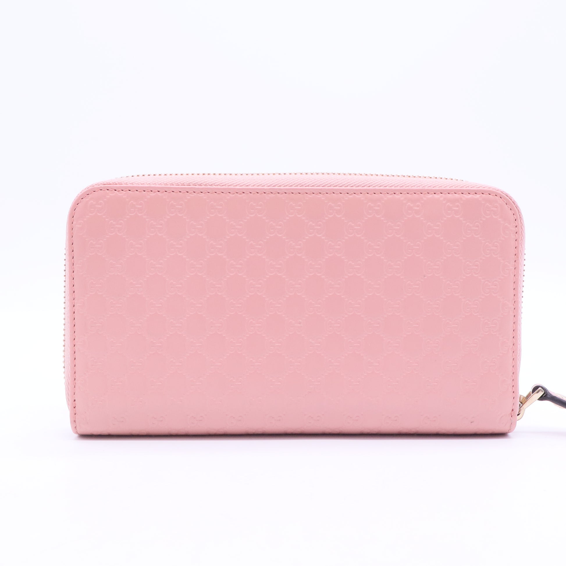Pink Microguccissima Leather Zip Around Wallet