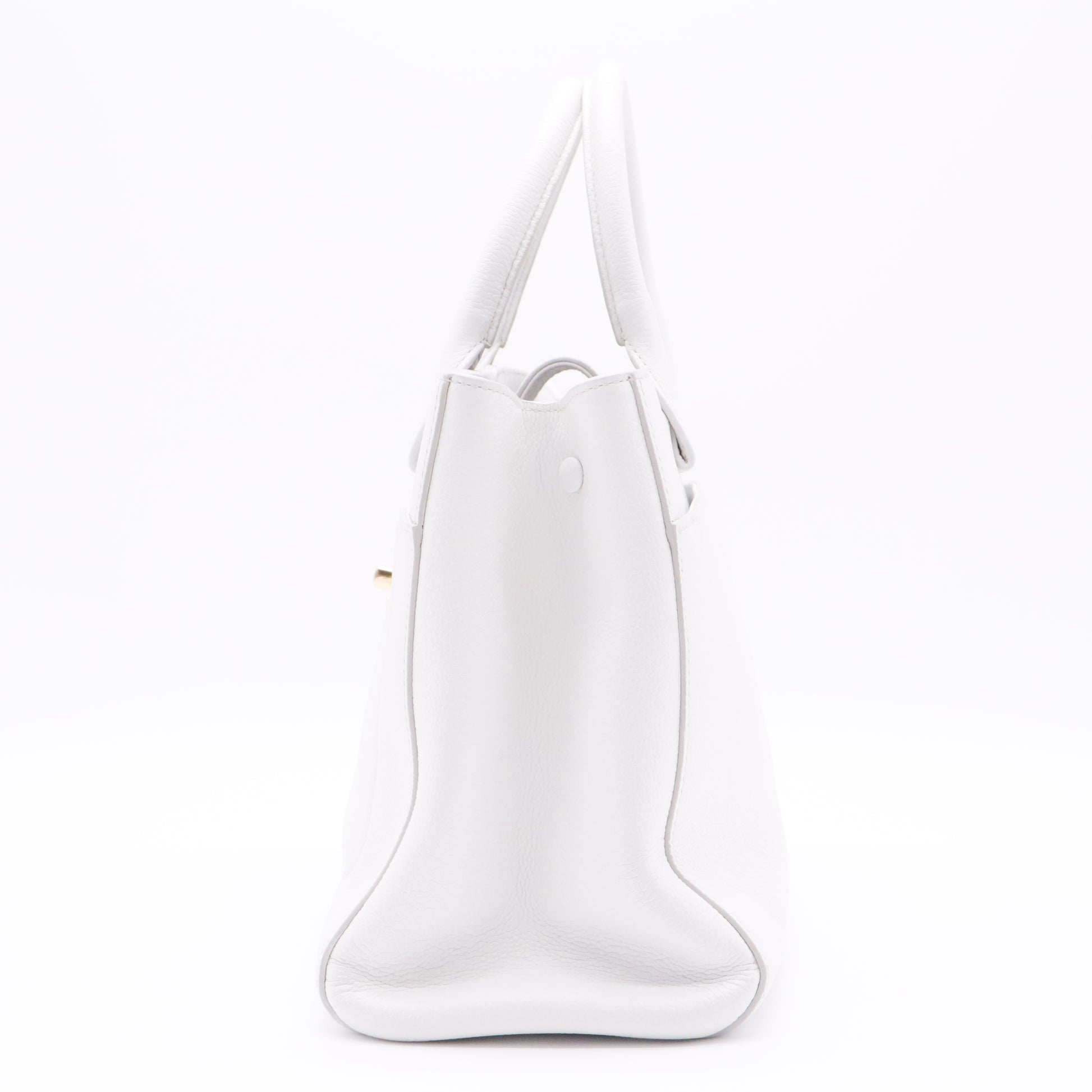 Grained Calfskin Small Neo Executive Shopper Tote White
