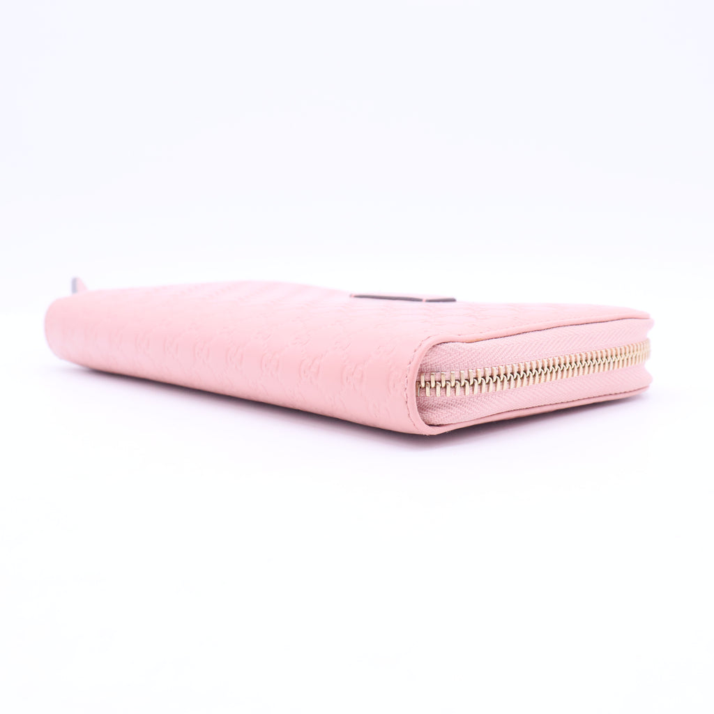 Pink Microguccissima Leather Zip Around Wallet