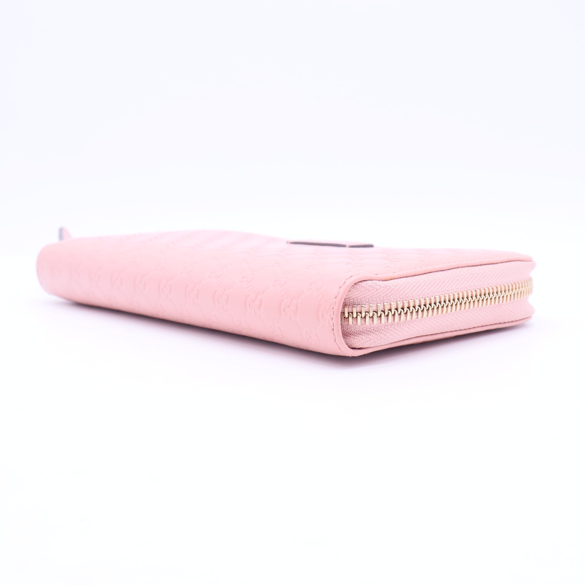 Pink Microguccissima Leather Zip Around Wallet