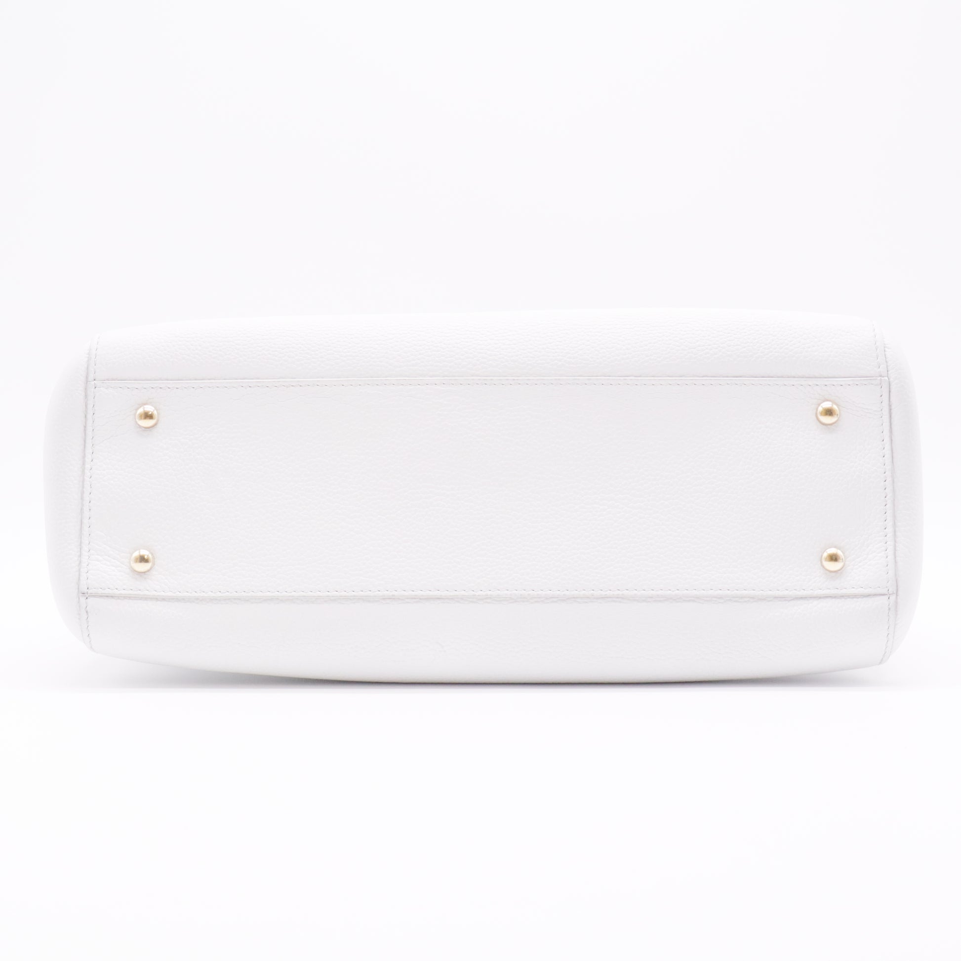 Grained Calfskin Small Neo Executive Shopper Tote White