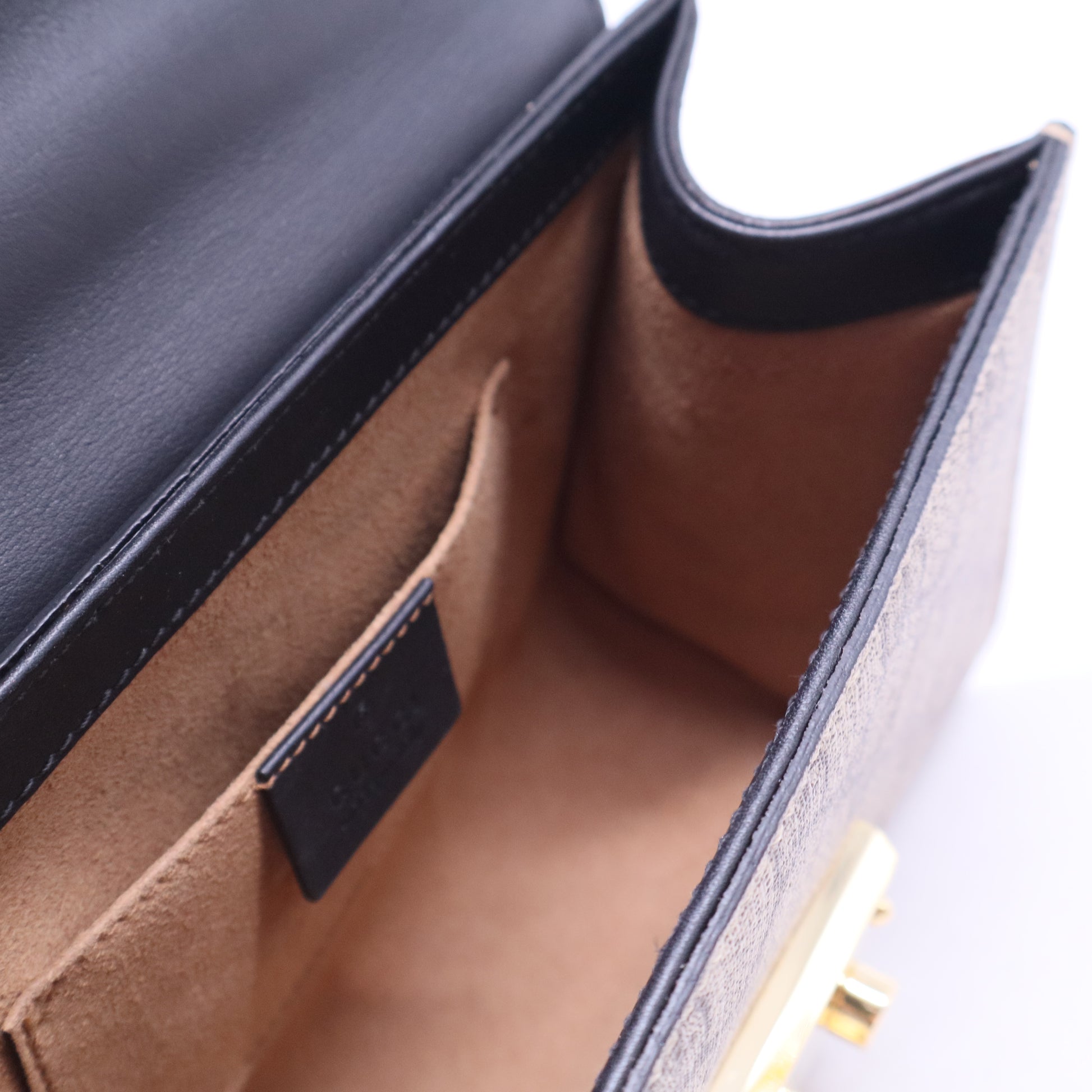 Padlock Shoulder Bag GG Coated Canvas and Leather Small B20474