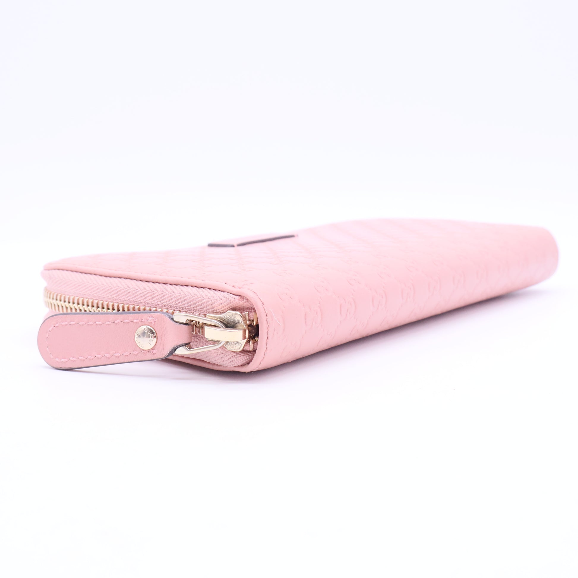 Pink Microguccissima Leather Zip Around Wallet