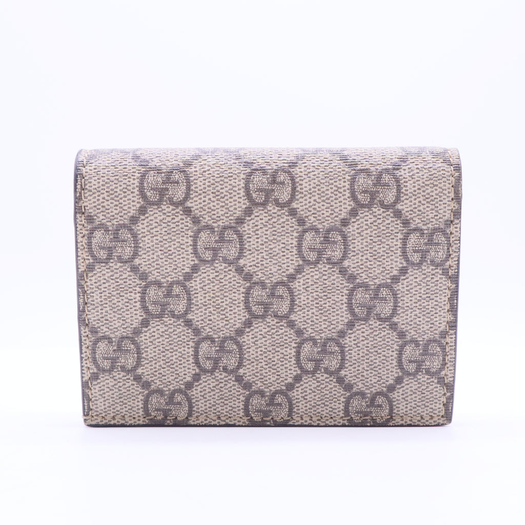 GG Supreme Monogram Cherry Embellished Card Case Wallet Hibiscus Red W11301