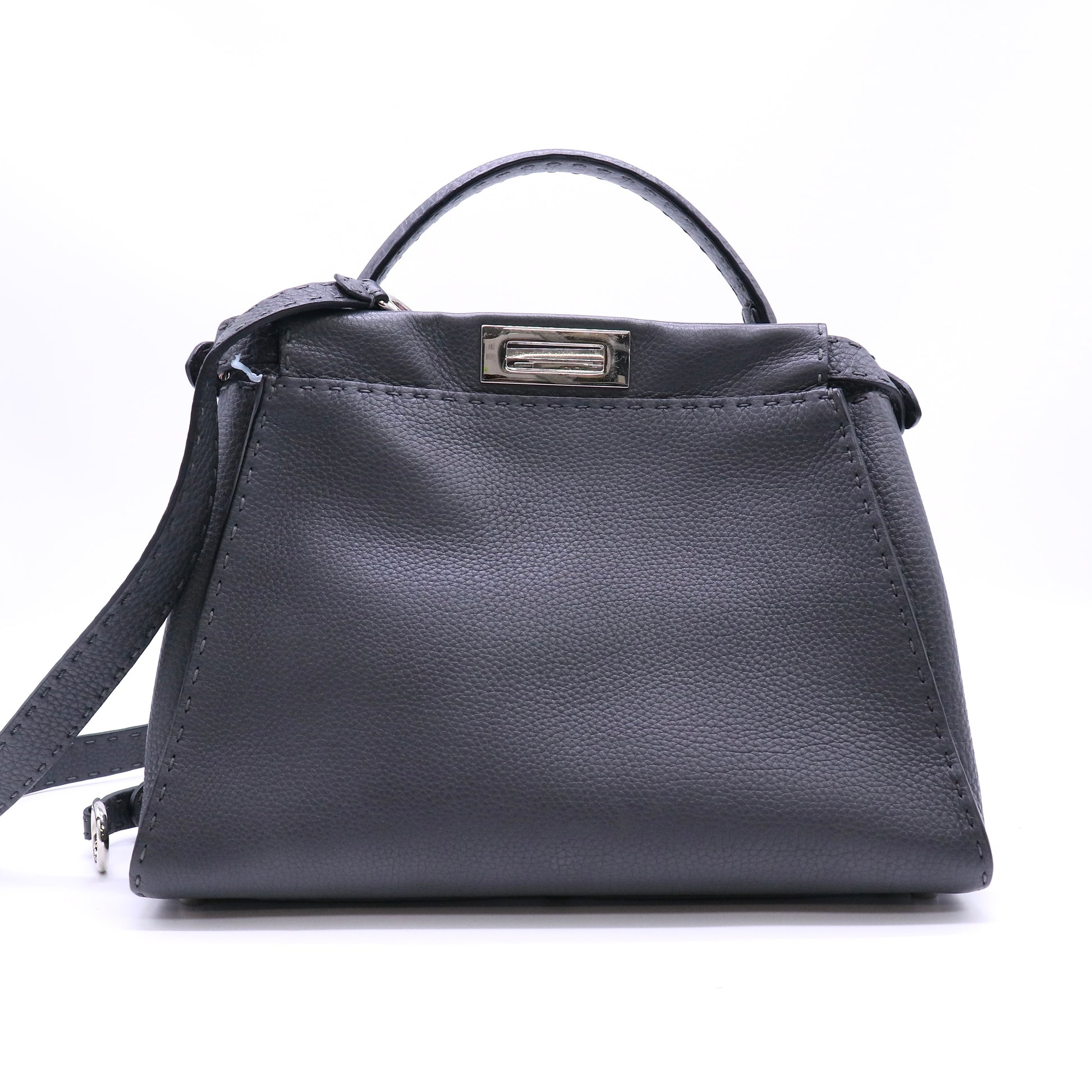 Fendi Asphalt Grey Bi-Color Selliera Leather Regular Peekaboo Bag Twins LDJ4571
