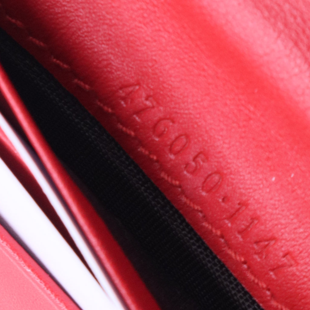 GG Supreme Monogram Cherry Embellished Card Case Wallet Hibiscus Red W11301