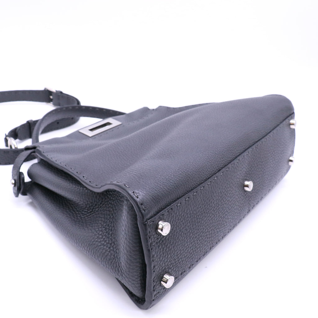 Fendi Asphalt Grey Bi-Color Selliera Leather Regular Peekaboo Bag Twins LDJ4571
