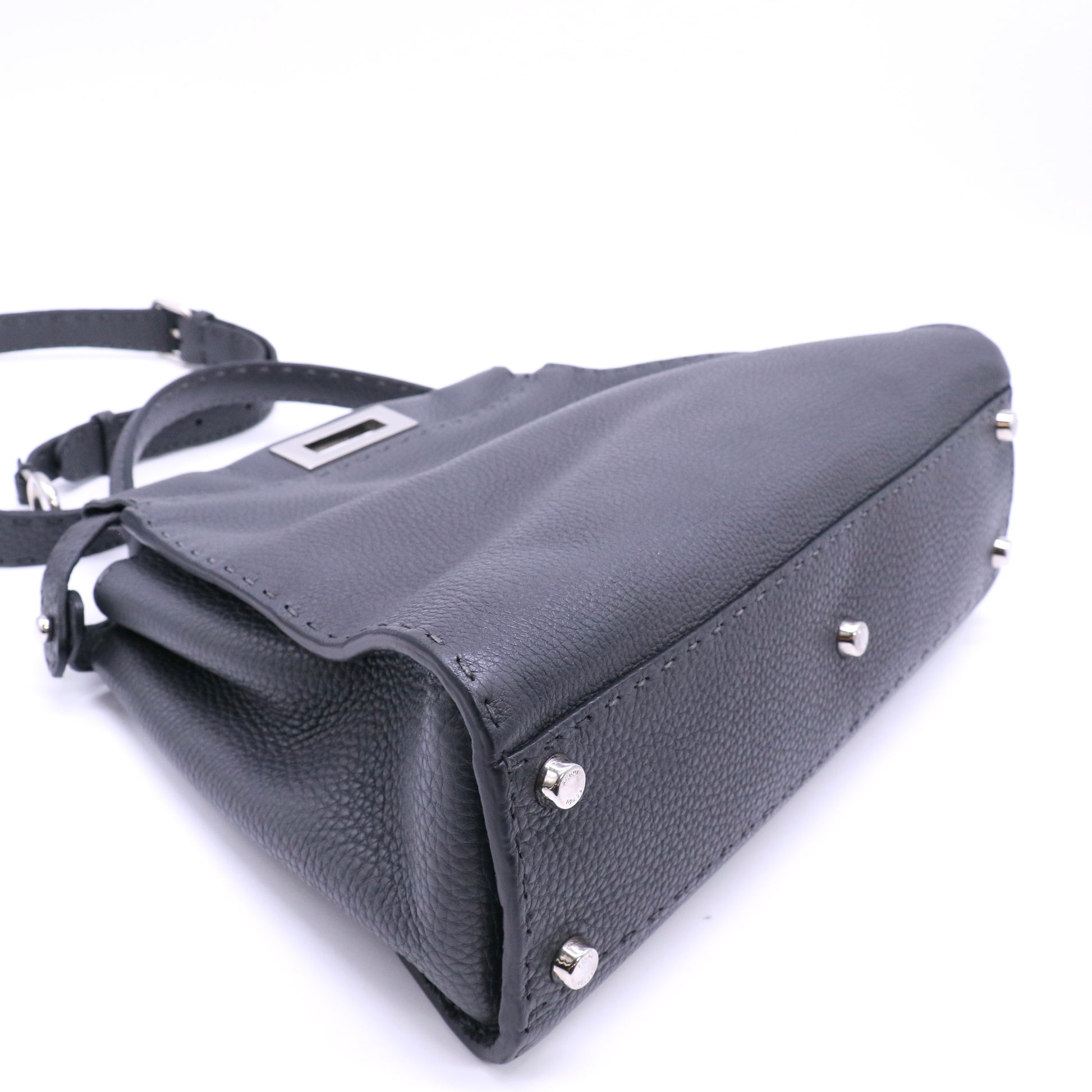 Fendi Asphalt Grey Bi-Color Selliera Leather Regular Peekaboo Bag Twins LDJ4571
