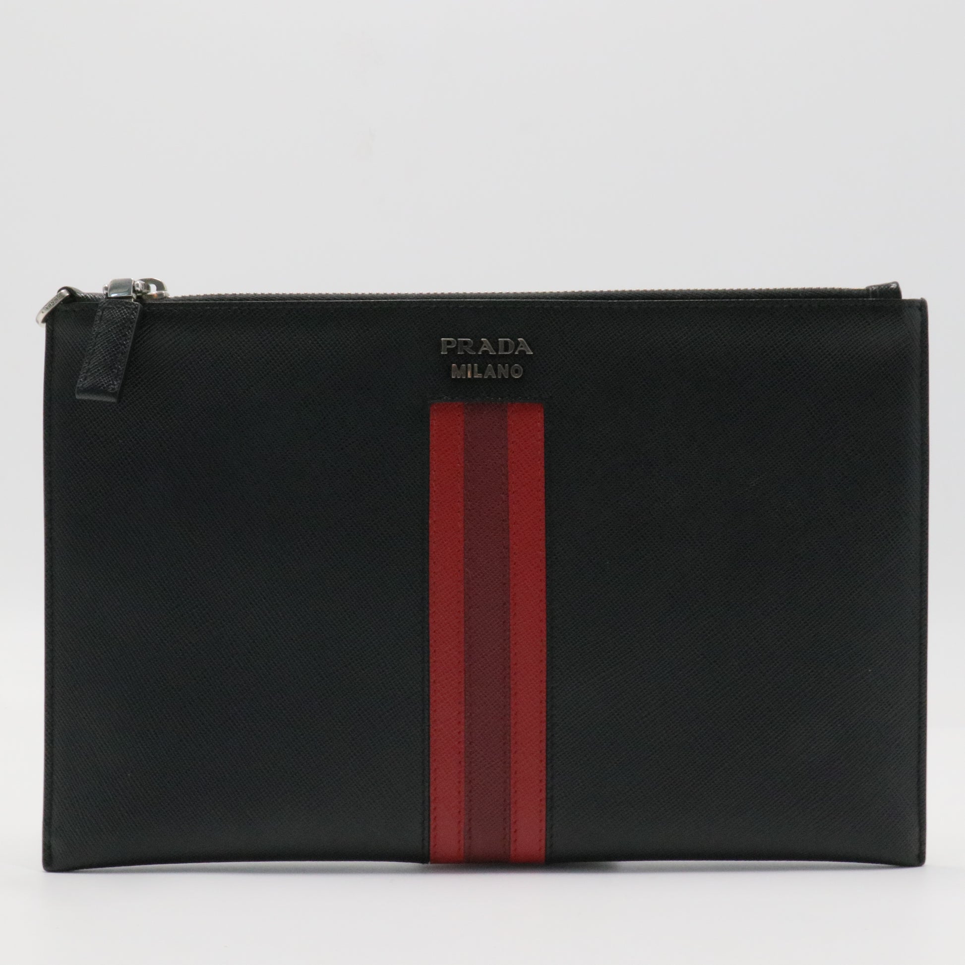 Logo Tape Zipped clutch bag