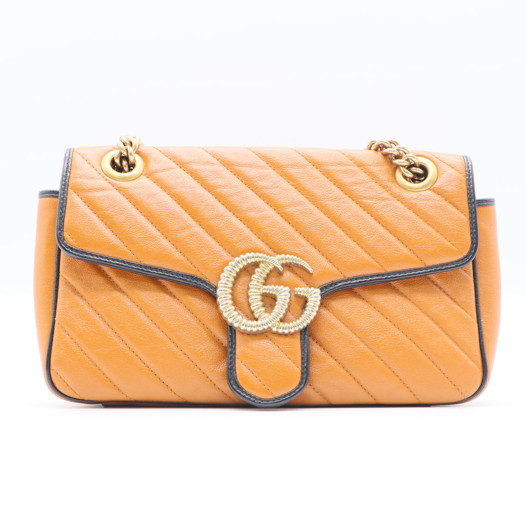 GG Marmont Flap Bag Diagonal Quilted Leather Small twins