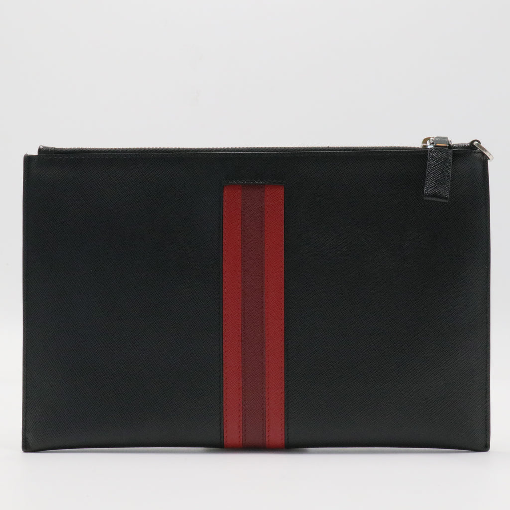 Logo Tape Zipped clutch bag