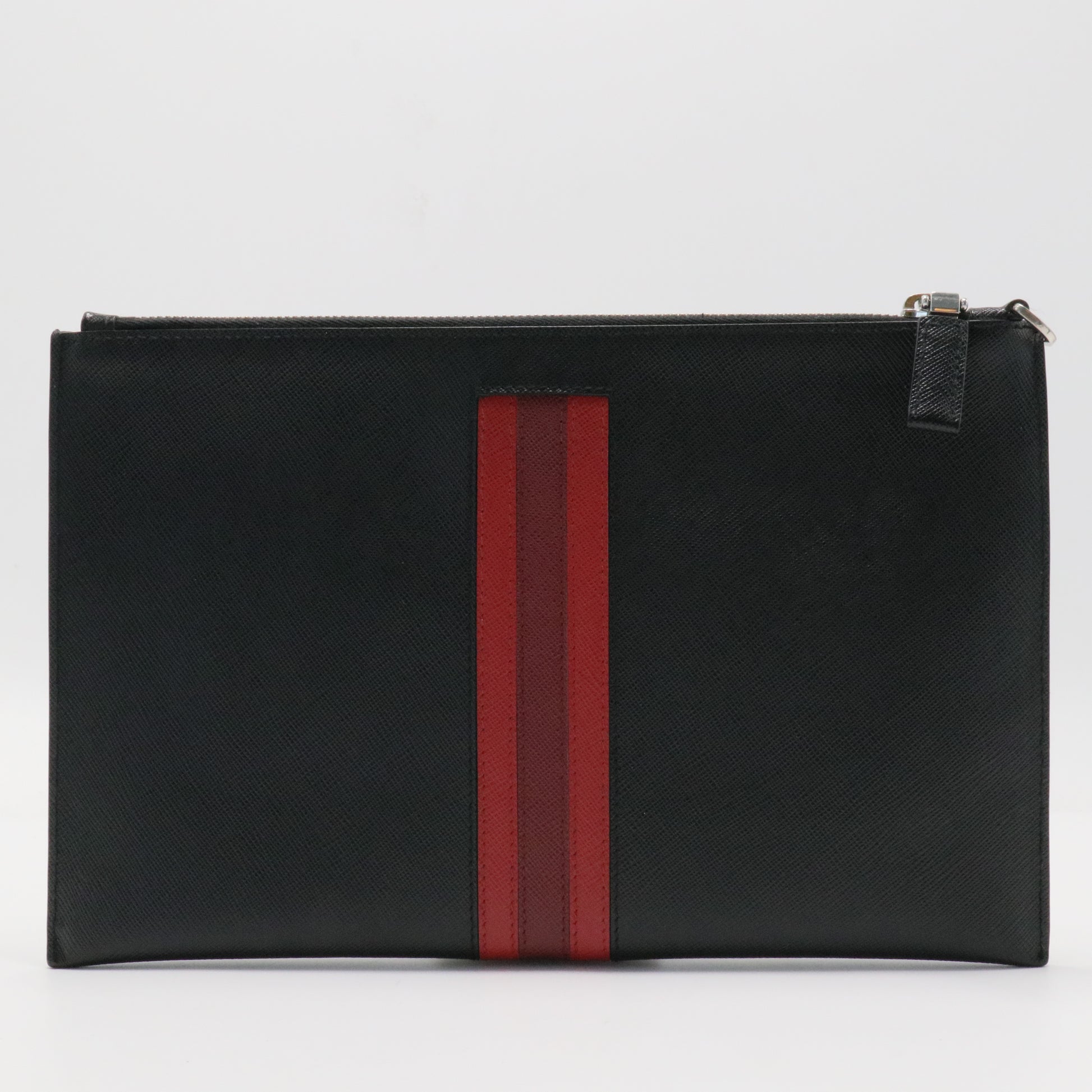 Logo Tape Zipped clutch bag