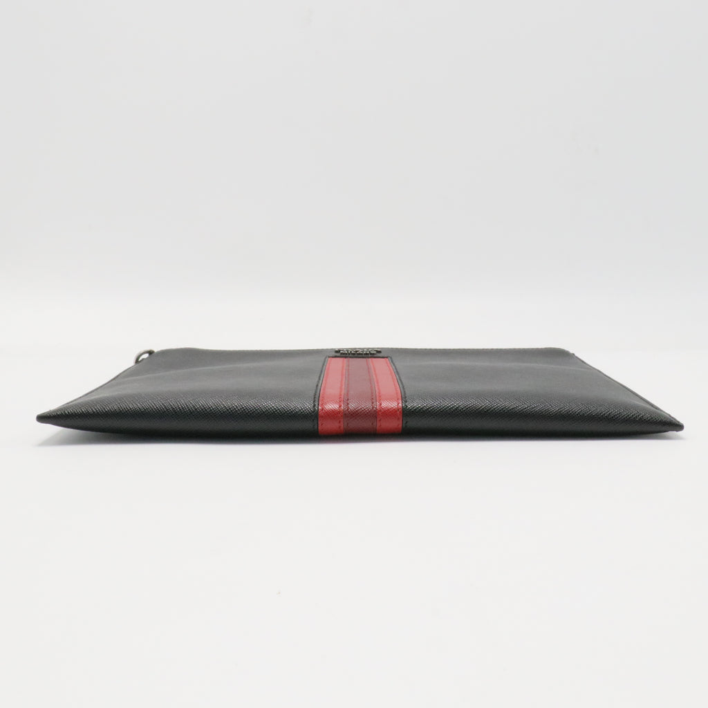 Logo Tape Zipped clutch bag