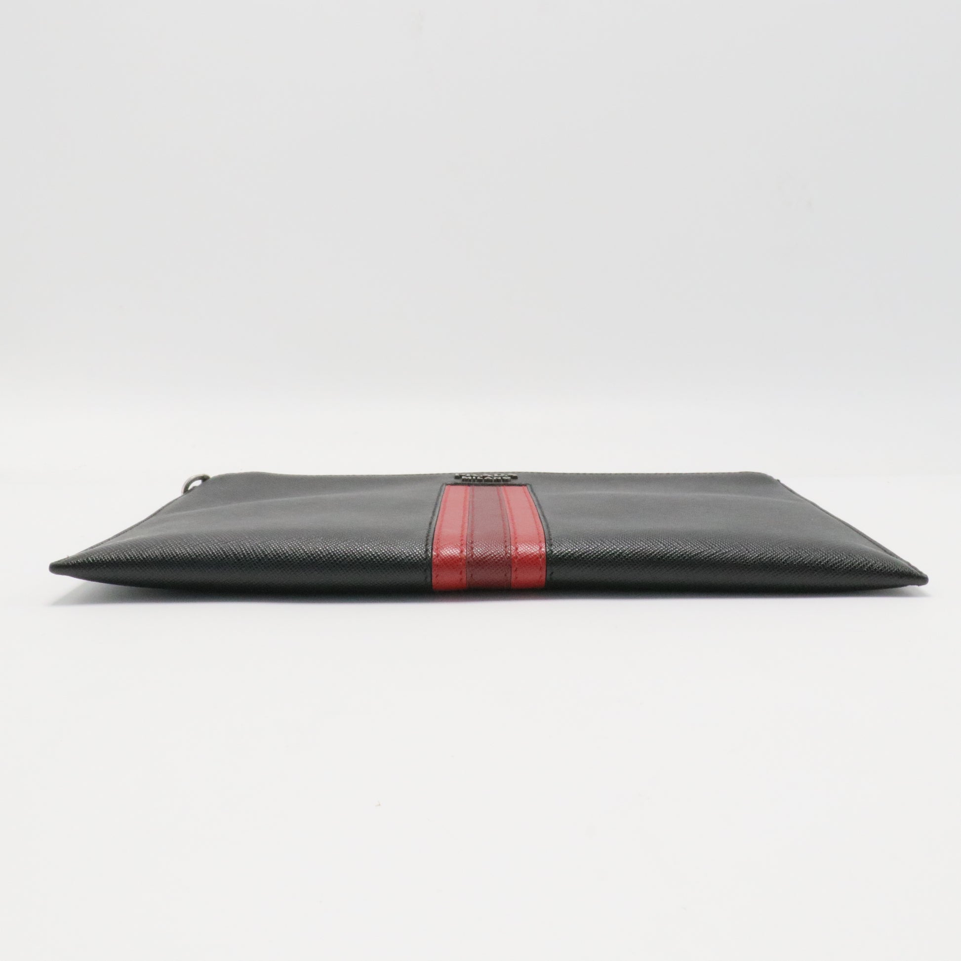 Logo Tape Zipped clutch bag