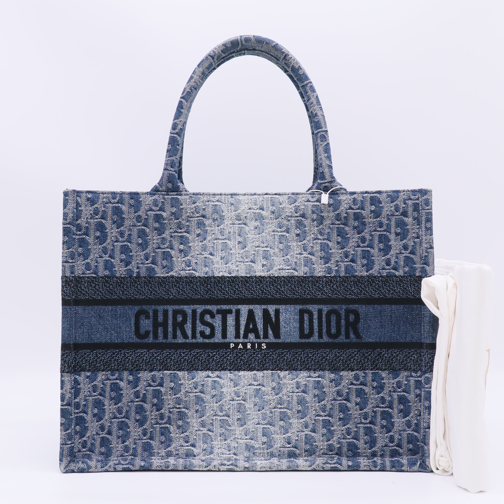Christian Dior Oblique Denim Medium Book Tote Blue Twins LDZ604