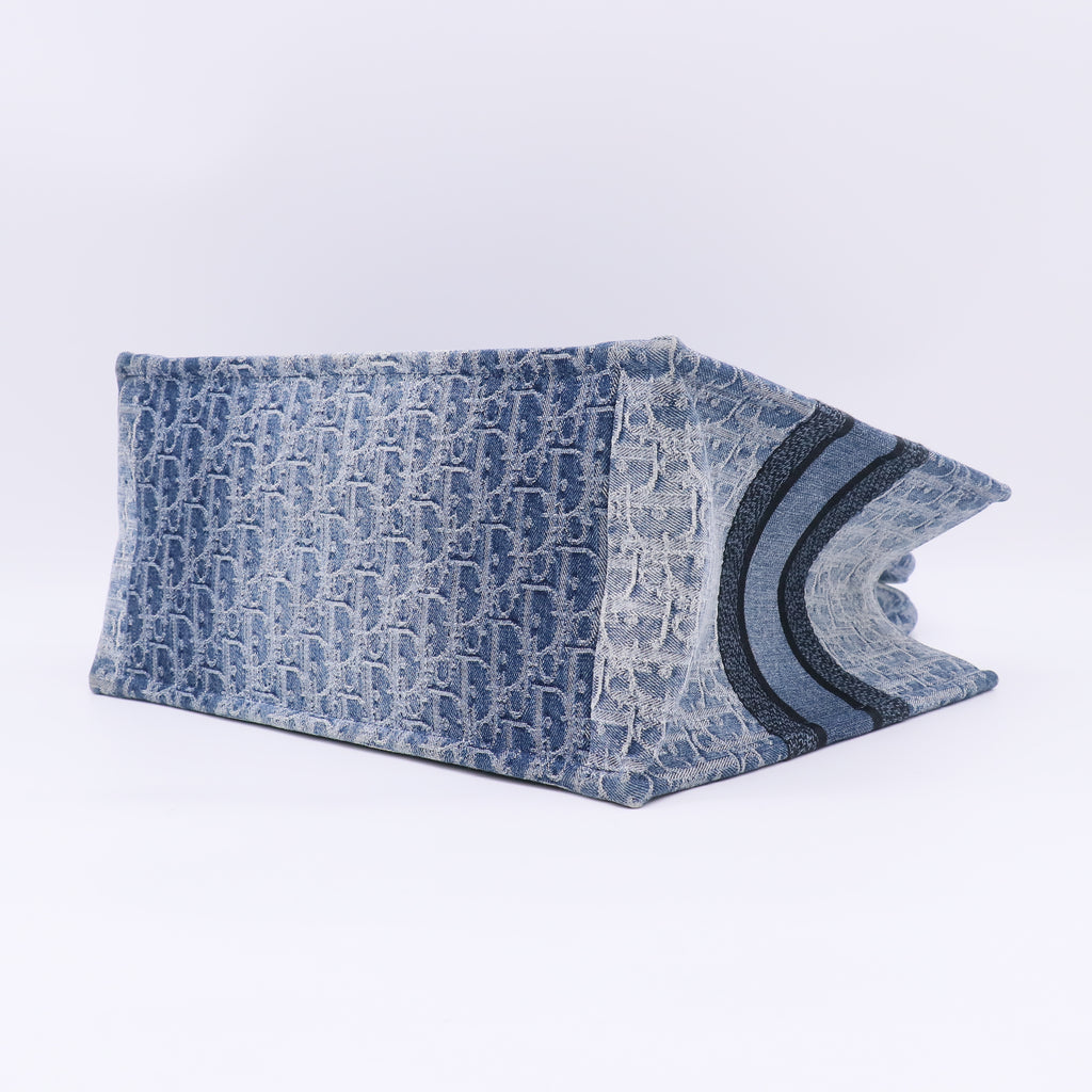 Christian Dior Oblique Denim Medium Book Tote Blue Twins LDZ604