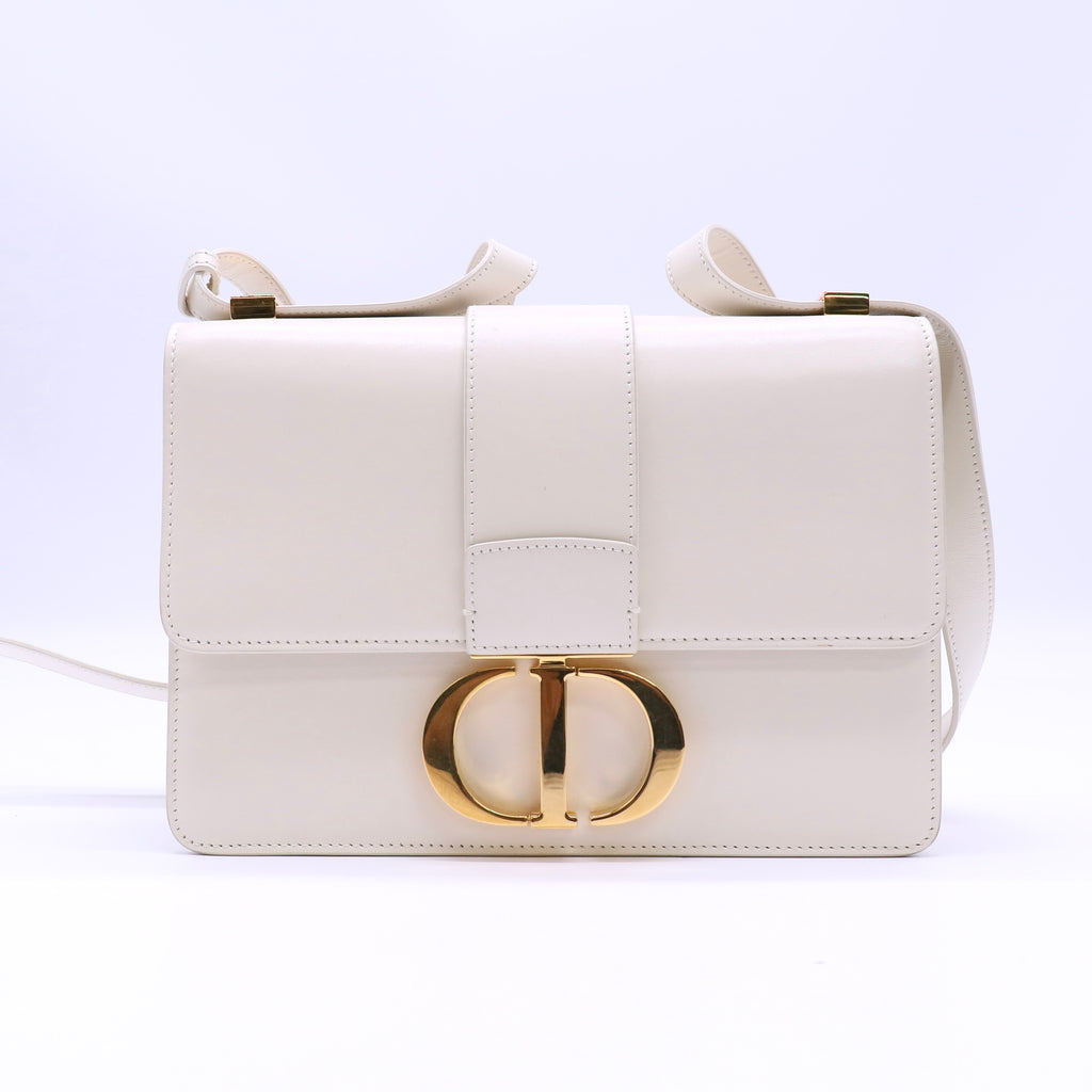 Christian Dior Box Calfskin 30 Montaigne Flap Bag Latte Twins LDJ4569