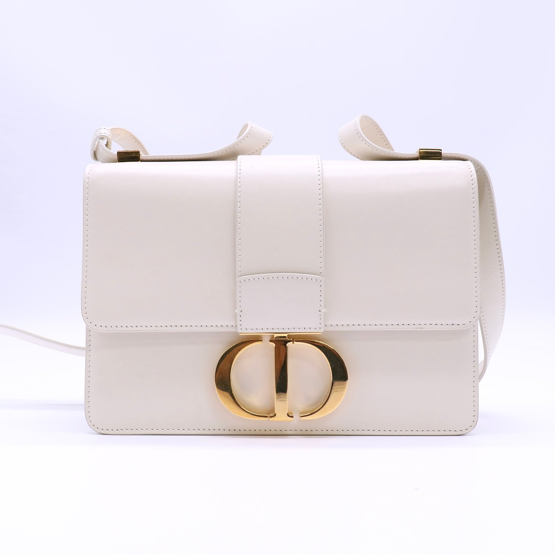 Christian Dior Box Calfskin 30 Montaigne Flap Bag Latte Twins LDJ4569