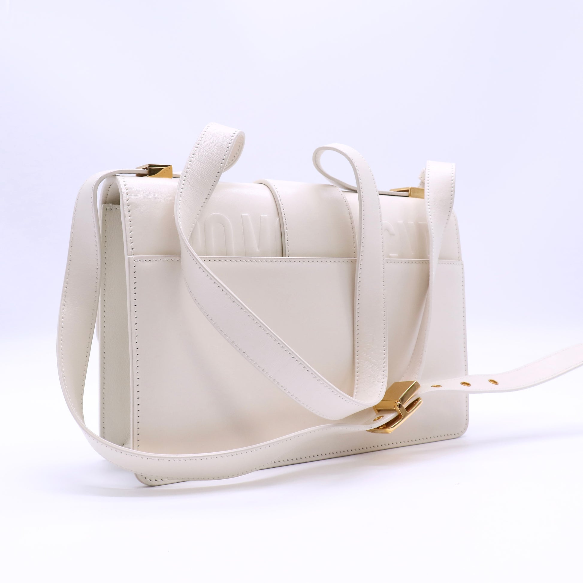 Christian Dior Box Calfskin 30 Montaigne Flap Bag Latte Twins LDJ4569