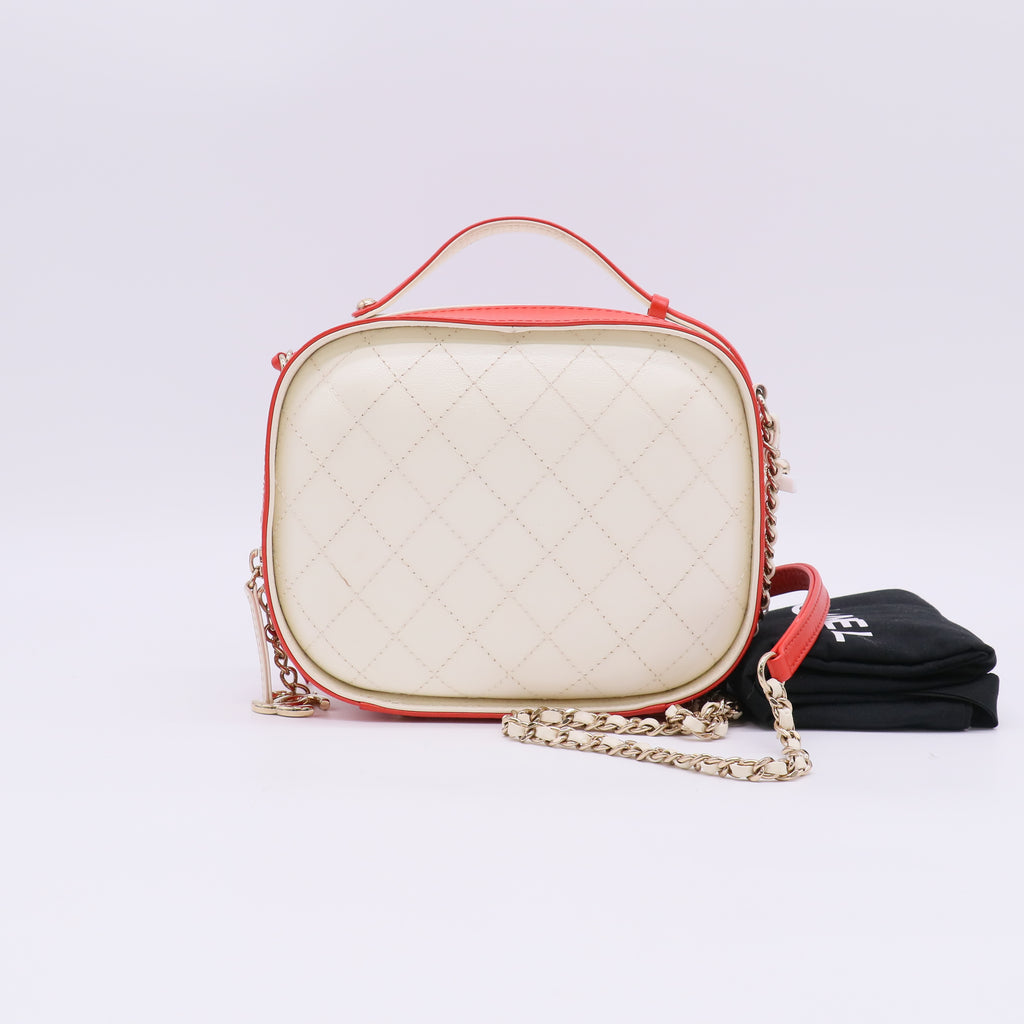 Vanity Case Bag Quilted Crumpled Calfskin Small Twins LDZ603
