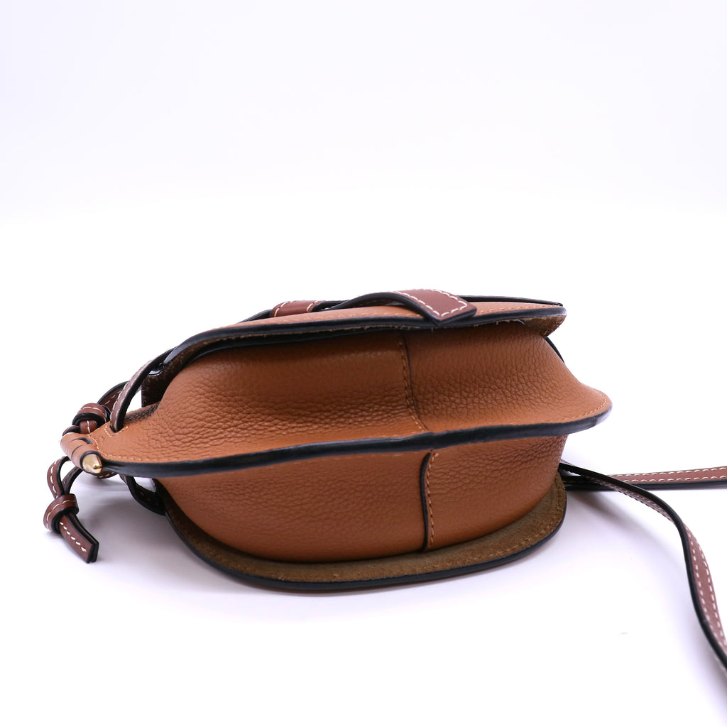 Loewe Grained Calfskin Small Gate Crossbody Bag Caramel Pecan  Twins LDJ4590