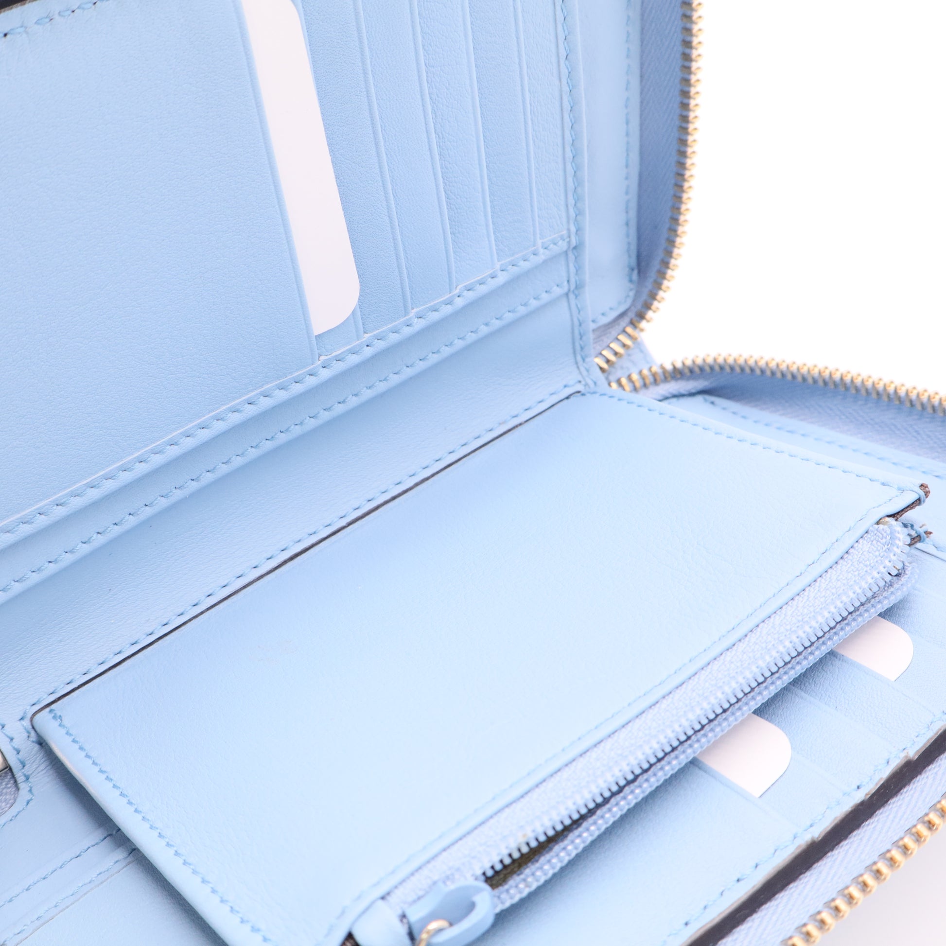 Blue Microguccissima Leather Zip Around Wallet