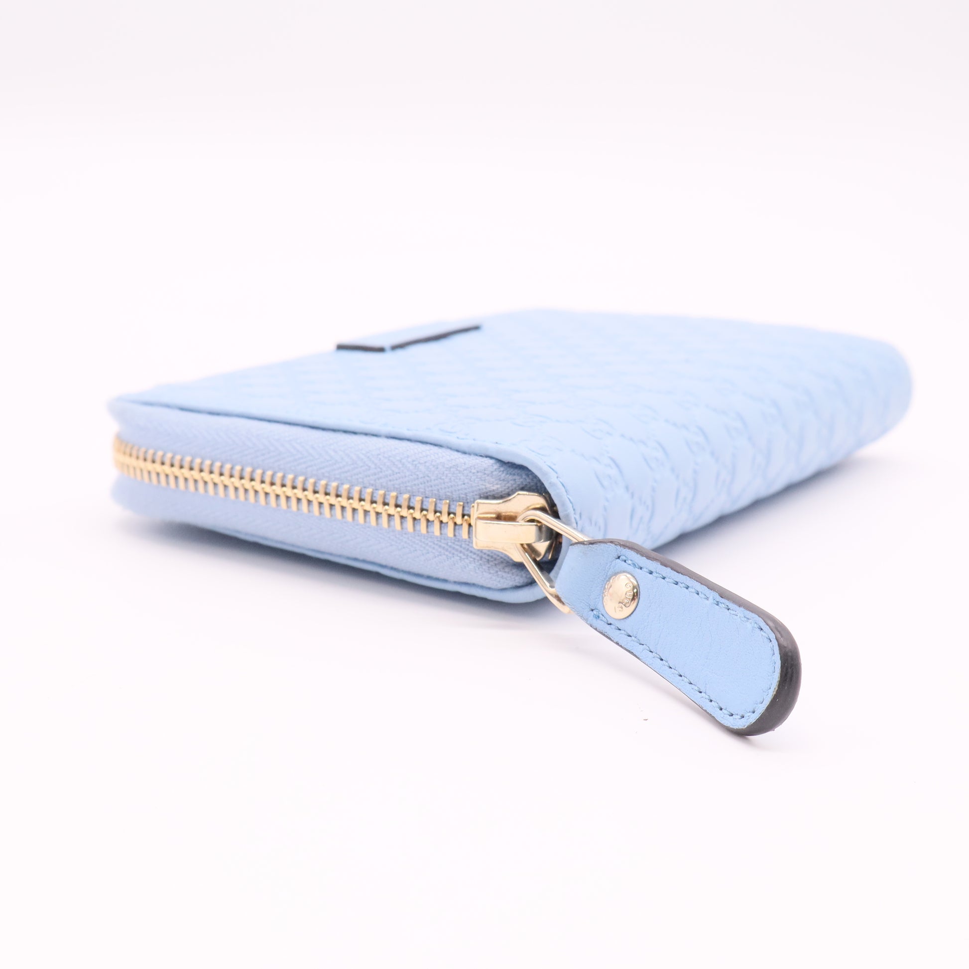 Blue Microguccissima Leather Zip Around Wallet