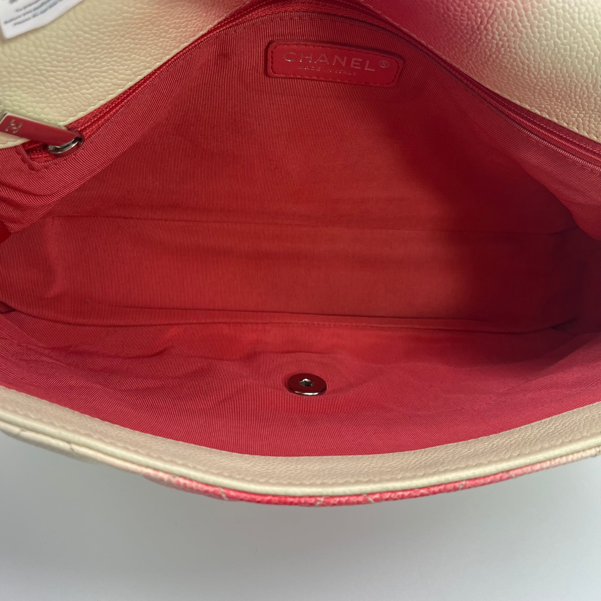 Caviar Quilted Ombre Jumbo Single Flap White Rose Pink twins