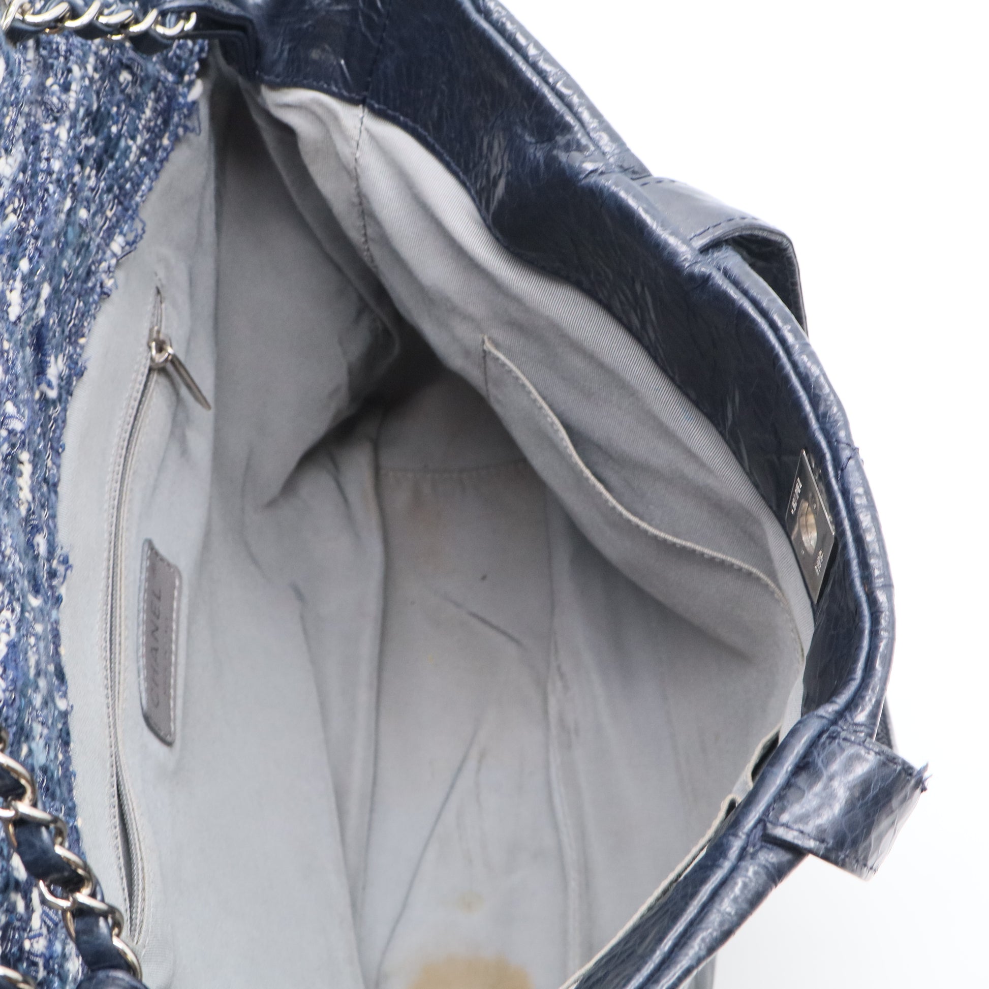 Chanel Portobello Matelasse Chaintote Bag Navy Vintage Leather Tweed Twins