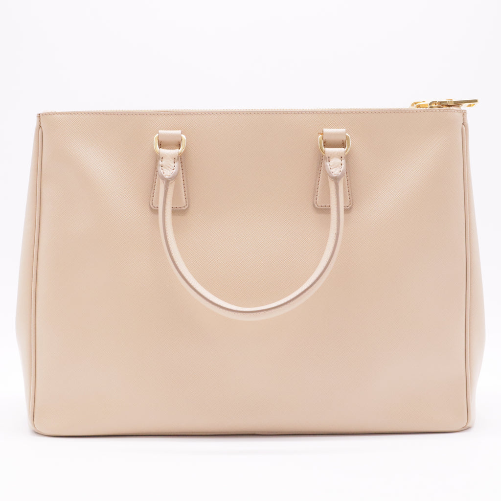 Cammeo Saffiano Lux Leather Double Zip Large Tote Bag