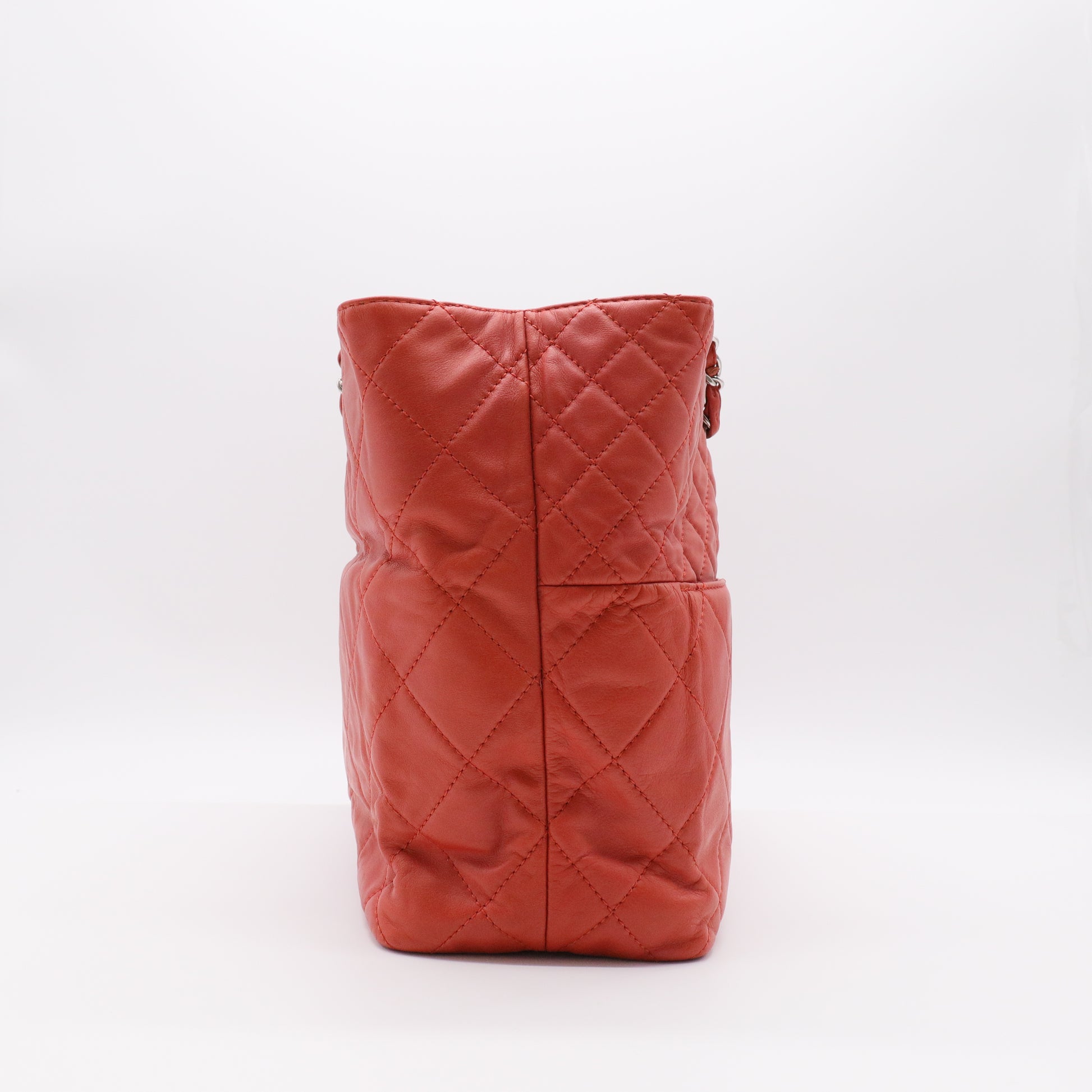 Shoulder Bags Quilted Lambskin Chain Tote Red twins
