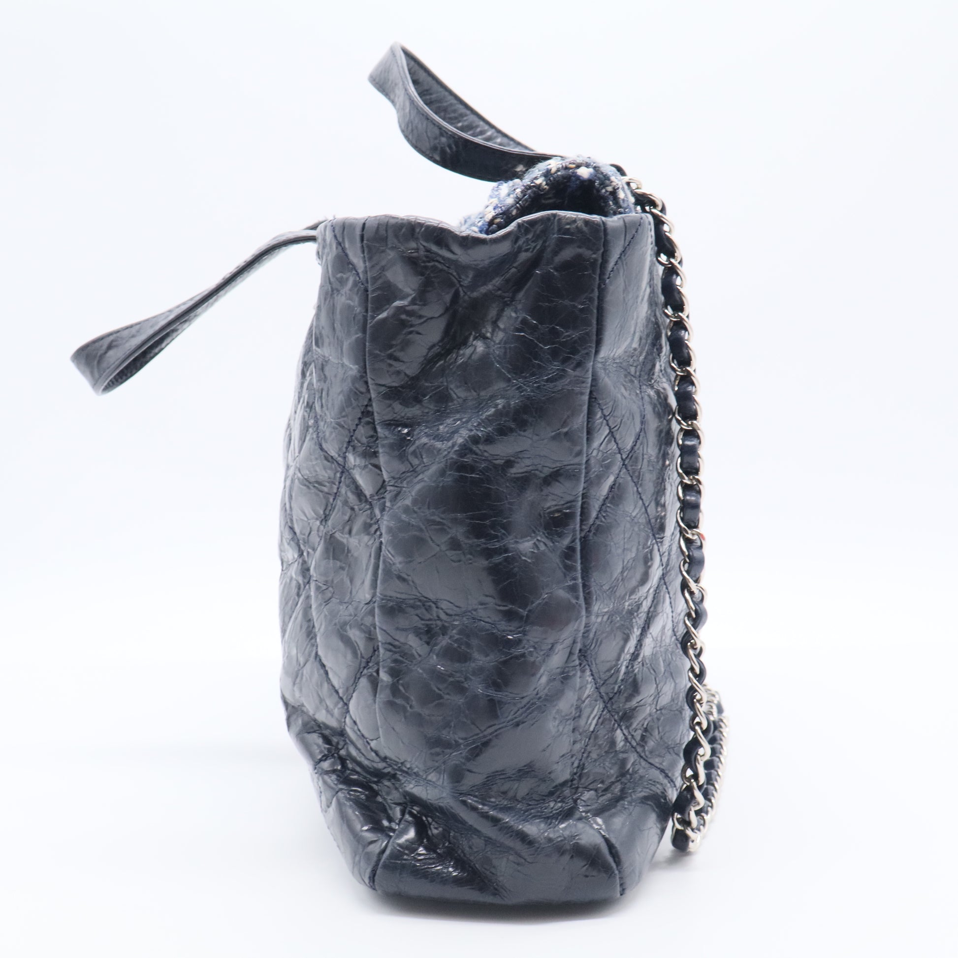 Chanel Portobello Matelasse Chaintote Bag Navy Vintage Leather Tweed Twins