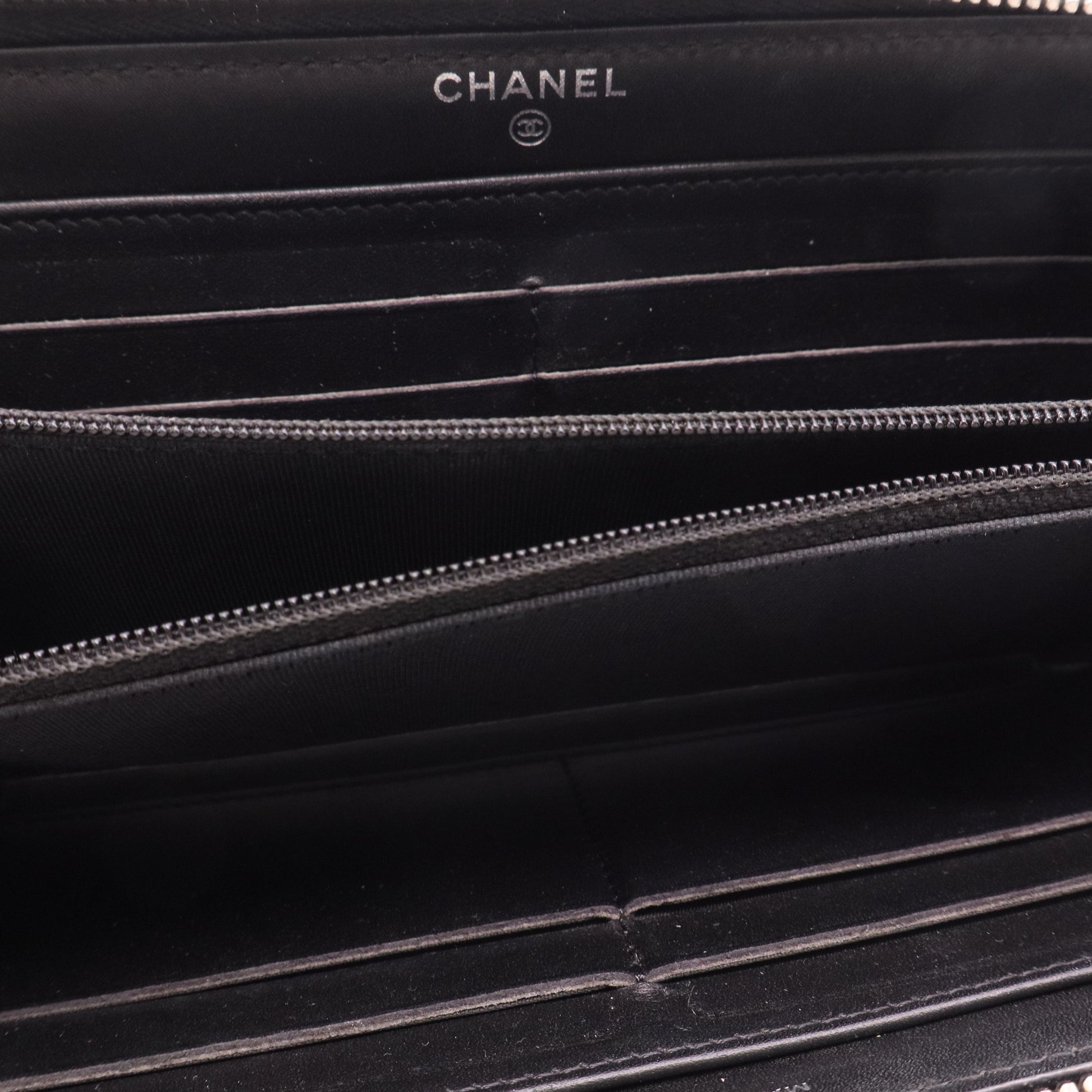 Chanel Brilliant Zip Around Wallet Quilted Patent Long Twins