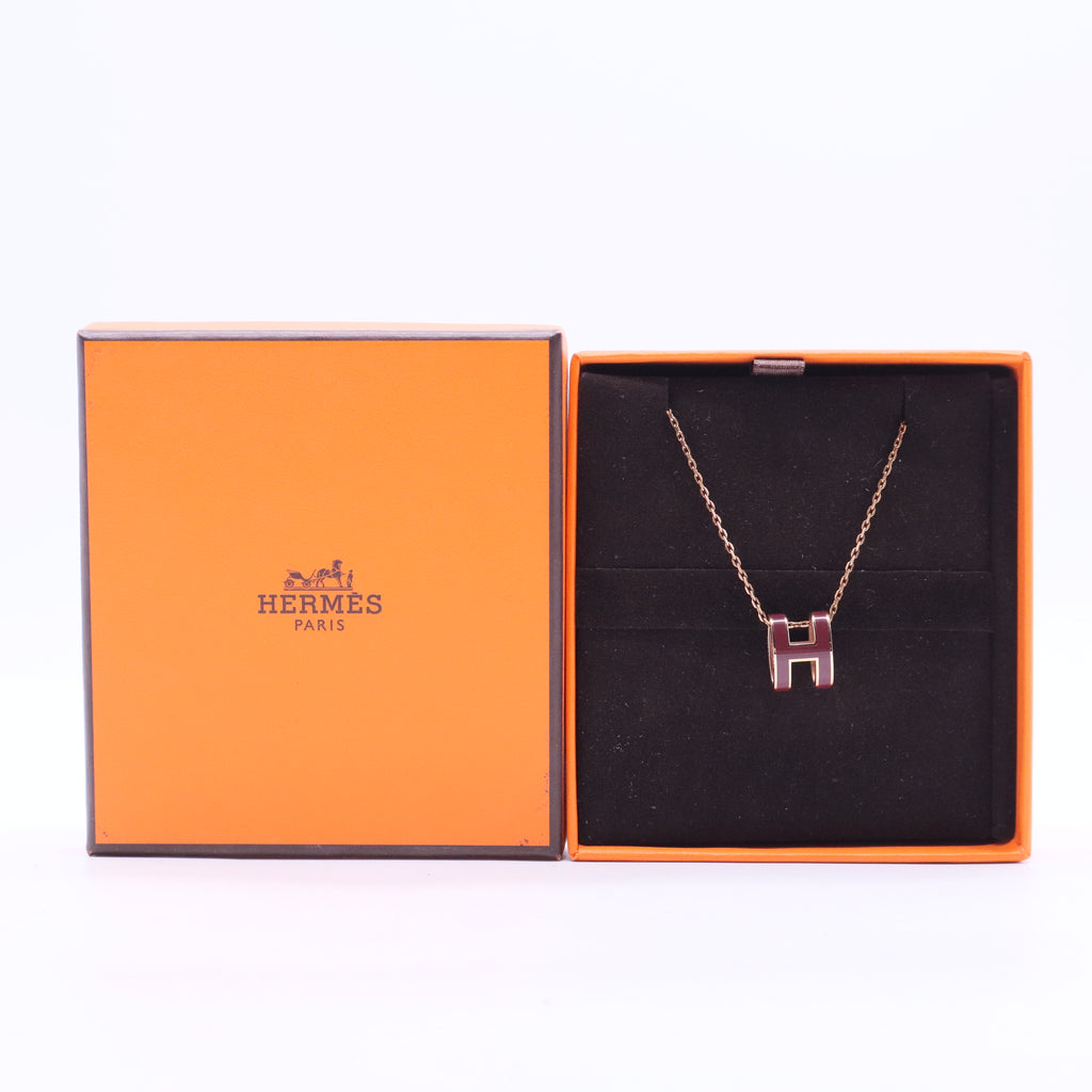 Pop H Pendant Chain Necklace Metal and Enamel Mini Twins