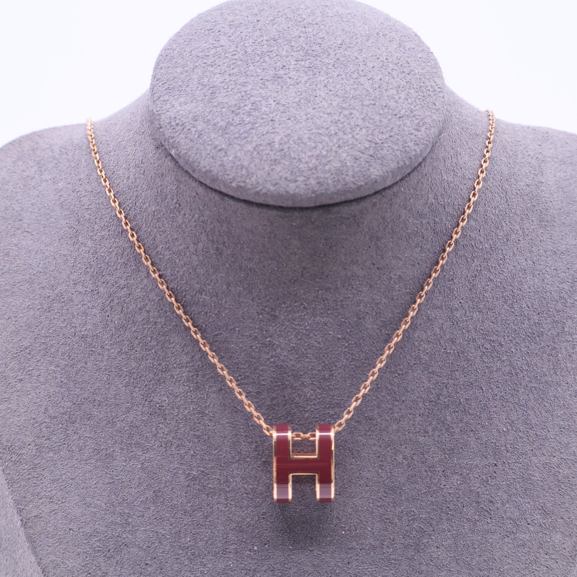 Pop H Pendant Chain Necklace Metal and Enamel Mini Twins