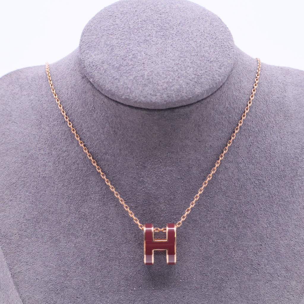 Hermès Pop H Pendant Chain Necklace Metal and Enamel Mini Twins
