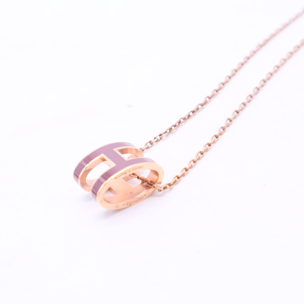 Pop H Pendant Chain Necklace Metal and Enamel Mini Twins