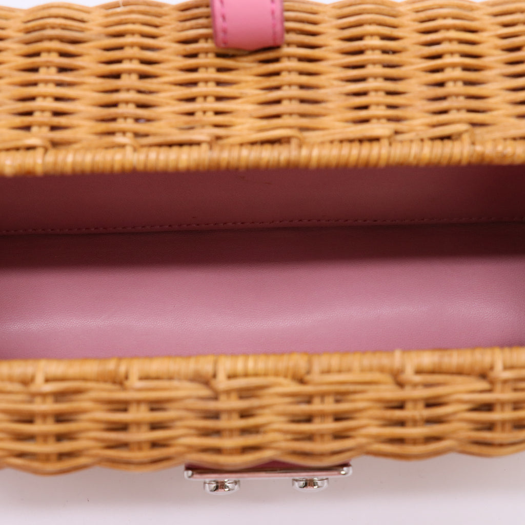 Miu Miu Wicker and Leather Crossbody Bag Twins LDJ5222