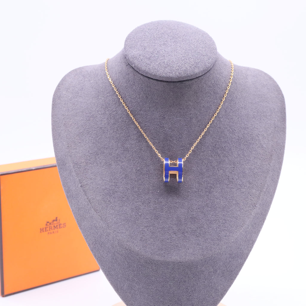 Pop H Pendant Chain Necklace Metal and Enamel Mini Twins