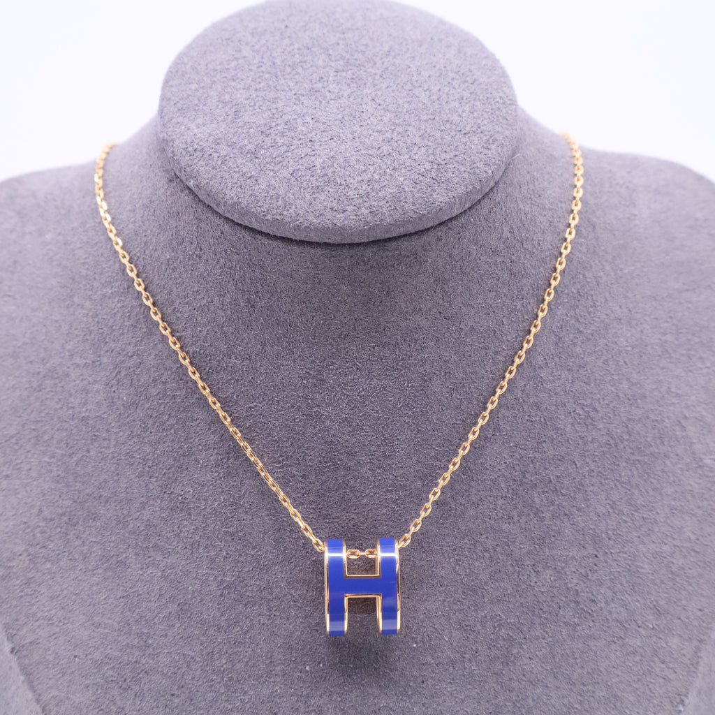 Pop H Pendant Chain Necklace Metal and Enamel Mini Twins