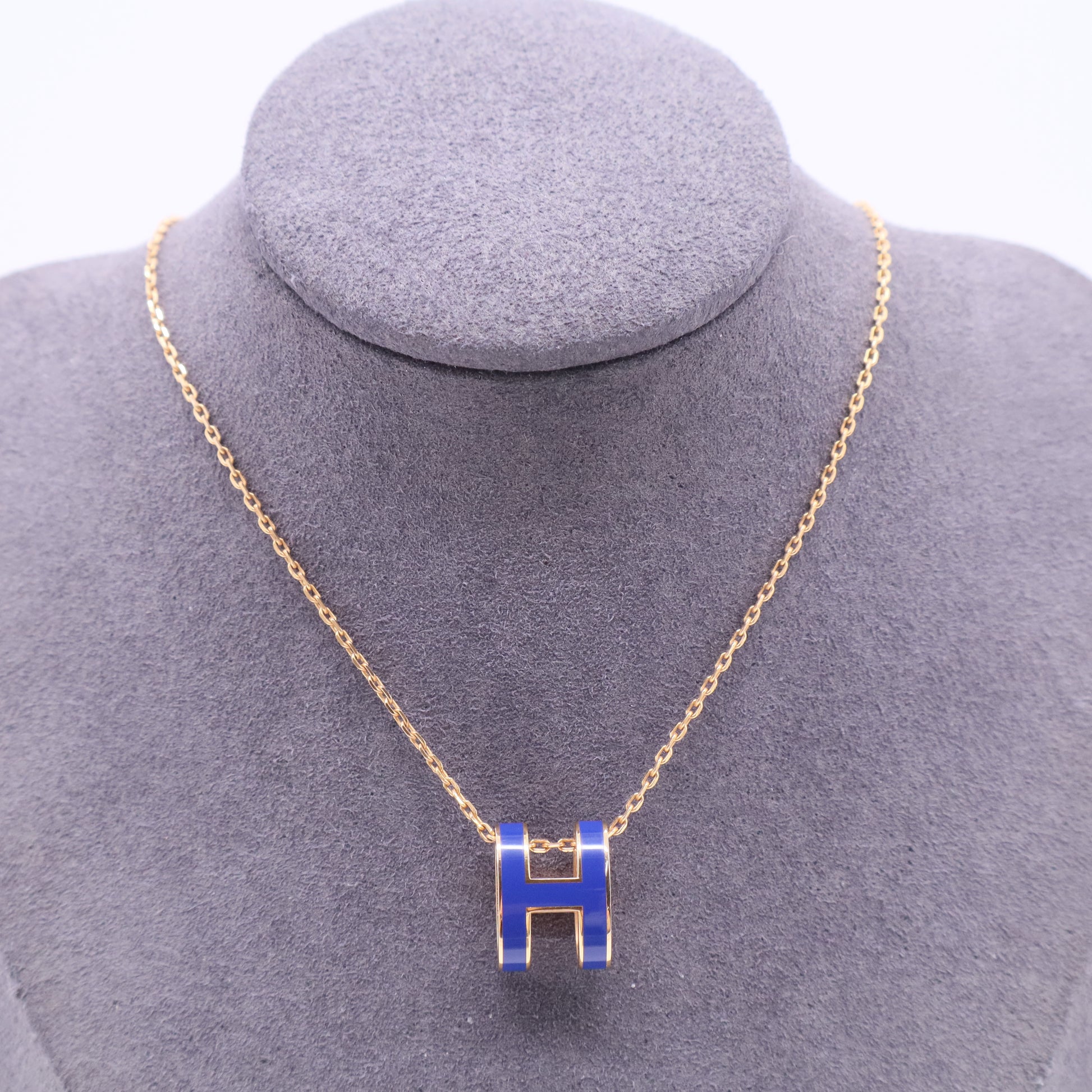 Pop H Pendant Chain Necklace Metal and Enamel Mini Twins