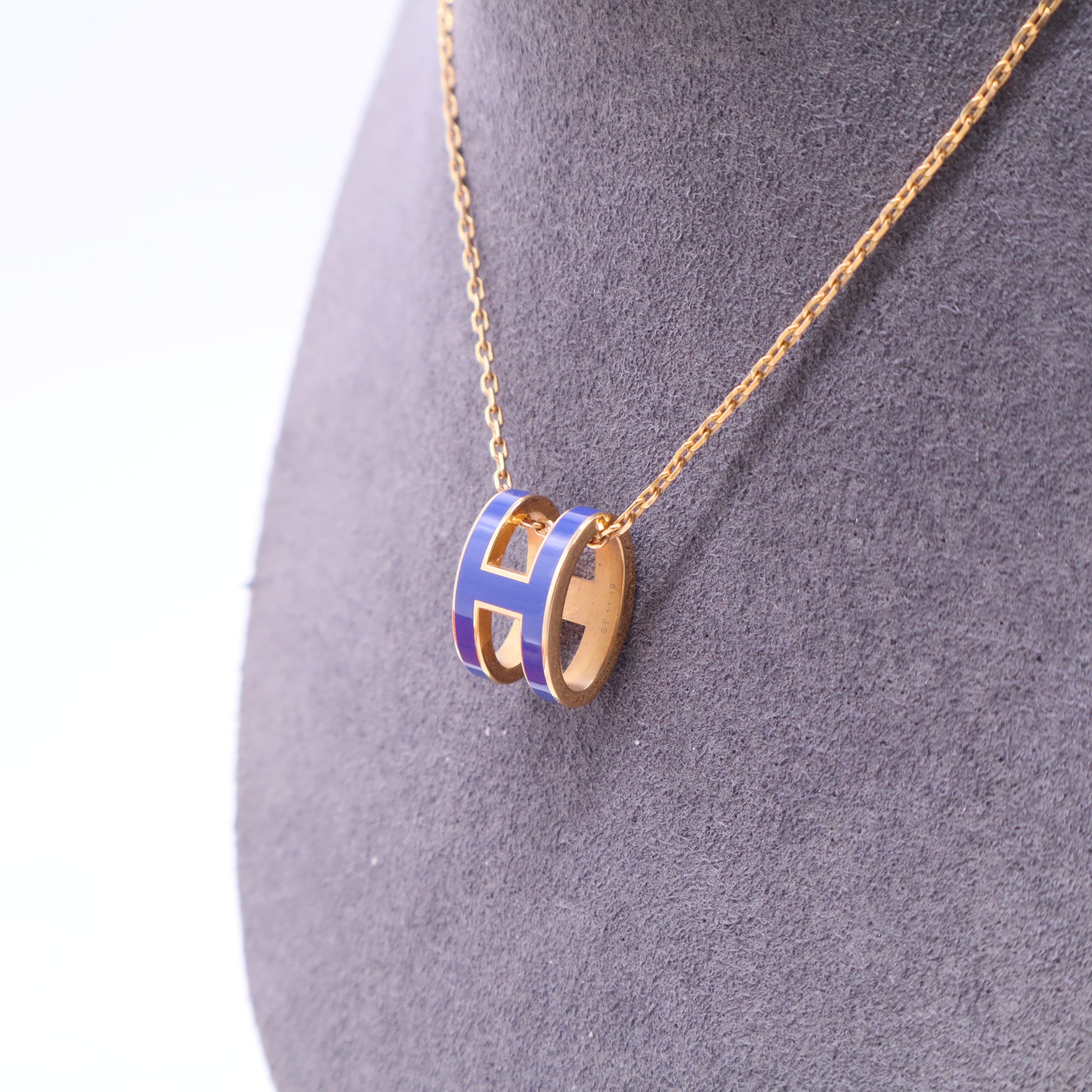 Pop H Pendant Chain Necklace Metal and Enamel Mini Twins