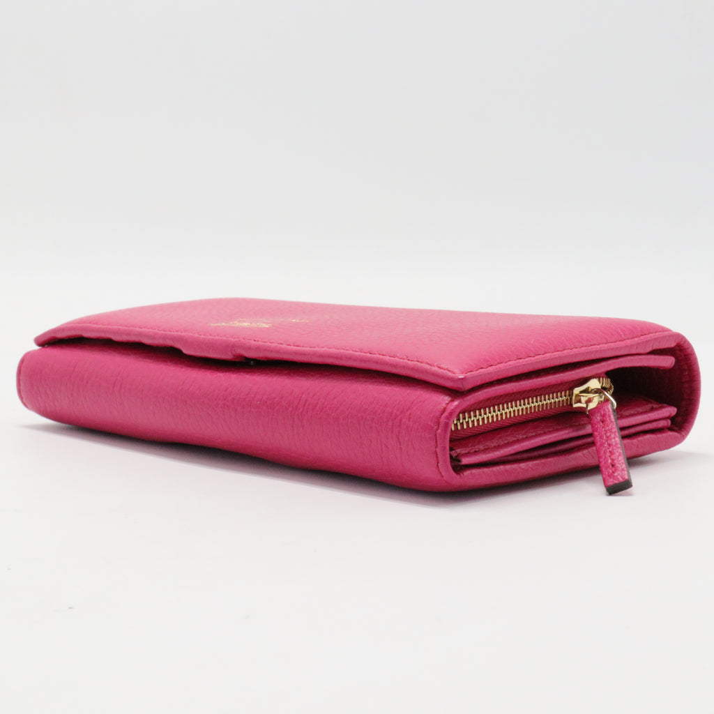 Fuchsia Leather Swing Continental Wallet