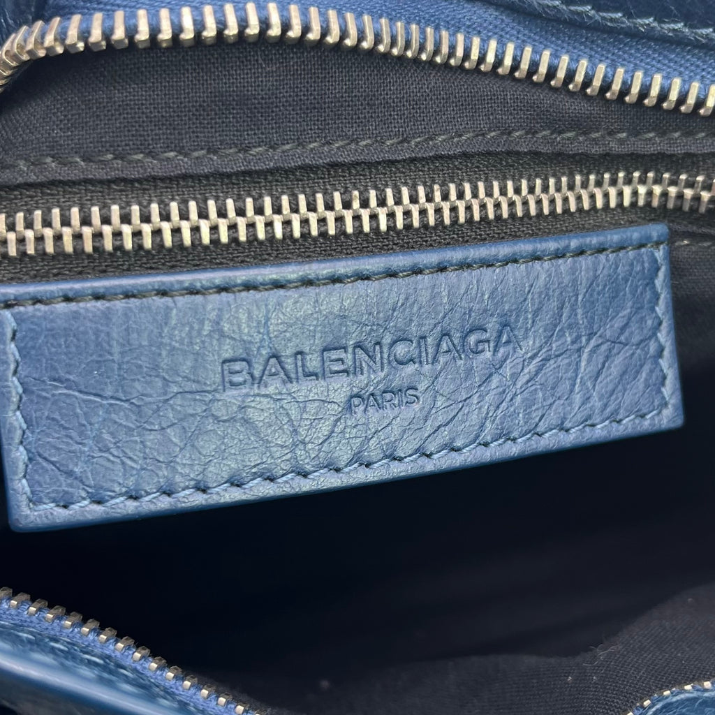 Blue Leather Mini Classic City Bag twins