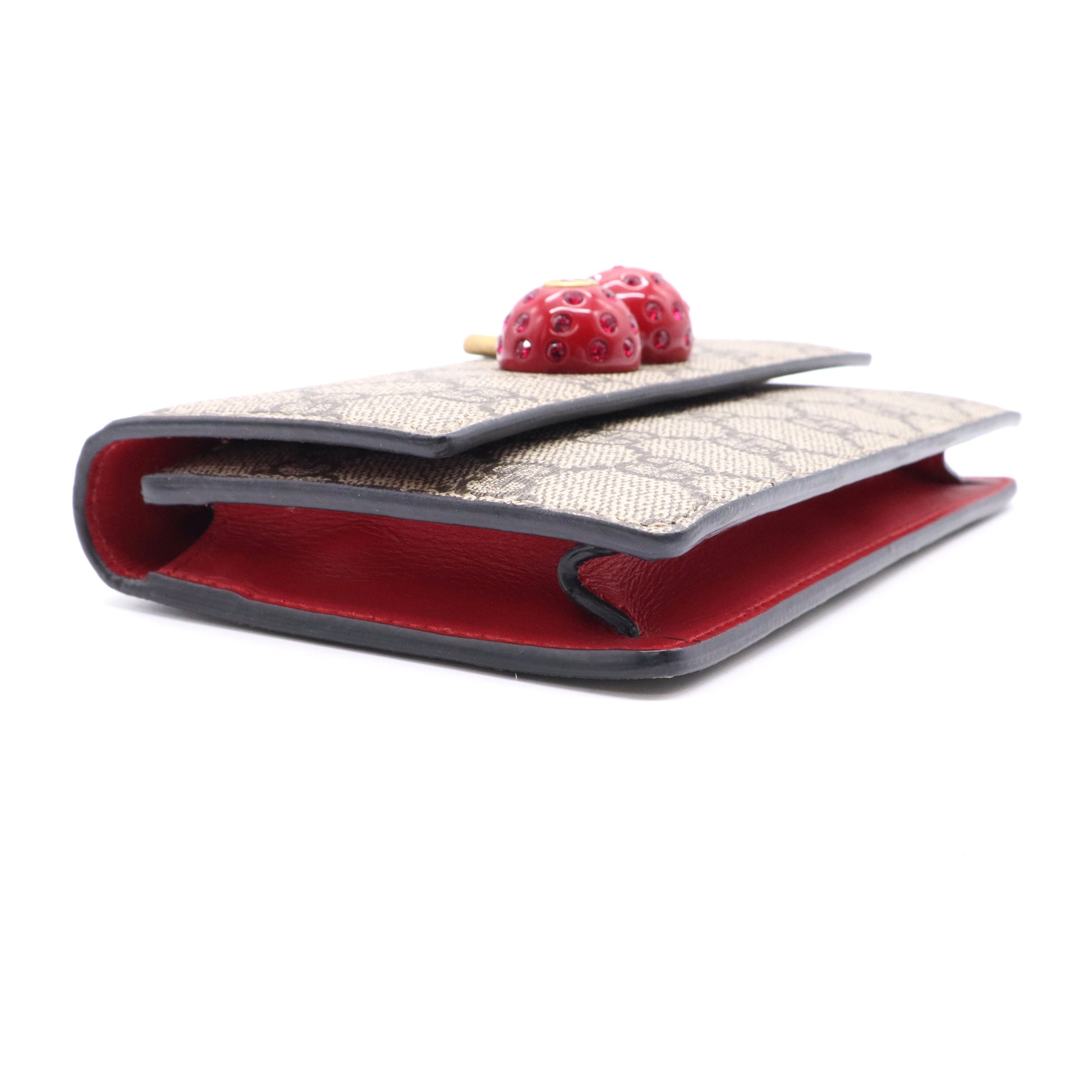 Cherries Wallet on Chain GG Coated Canvas Mini