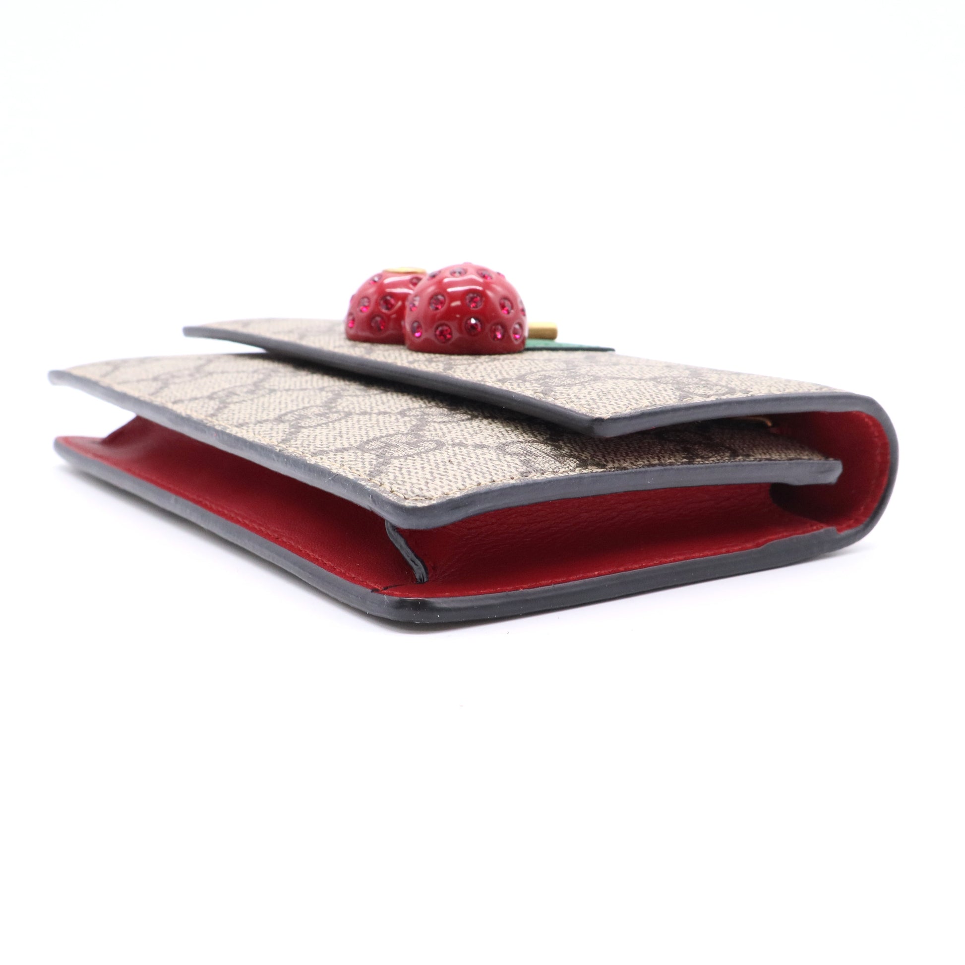 Cherries Wallet on Chain GG Coated Canvas Mini