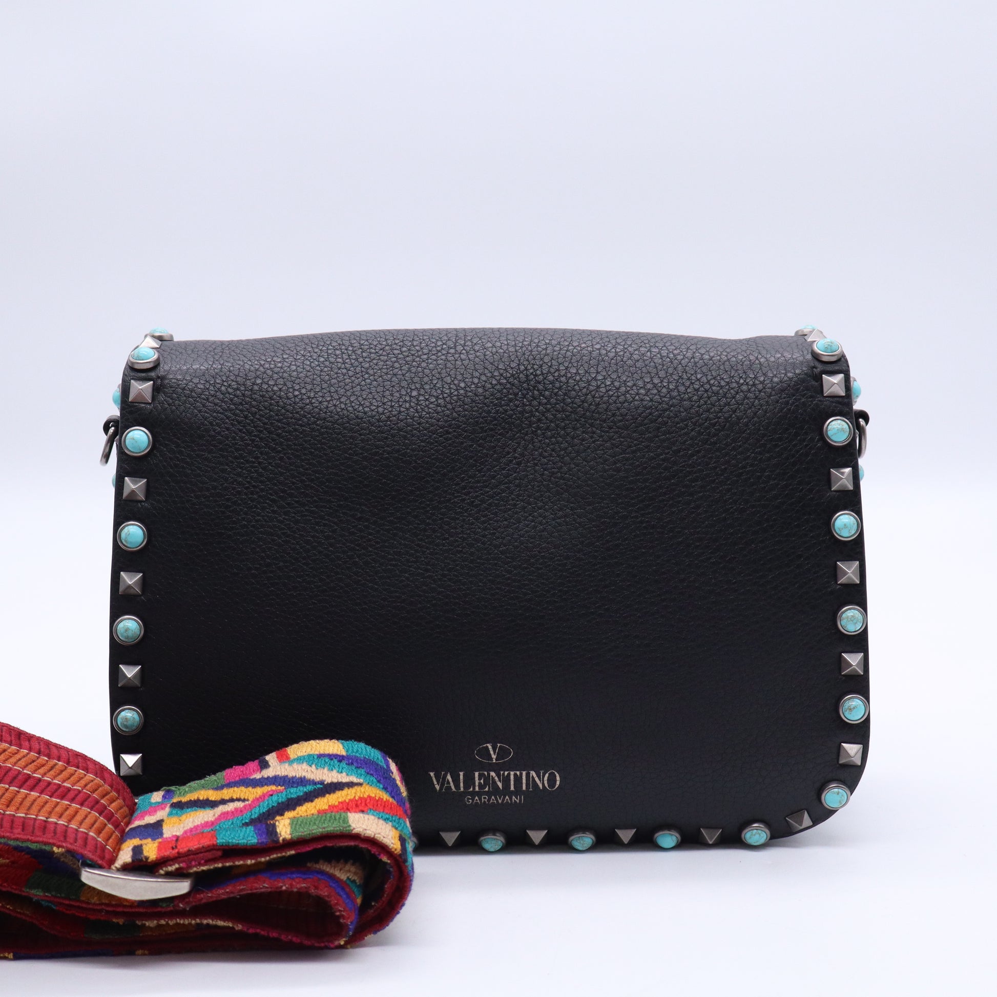 Rolling Rockstud Crossbody Bag Leather with Cabochons Medium B21381